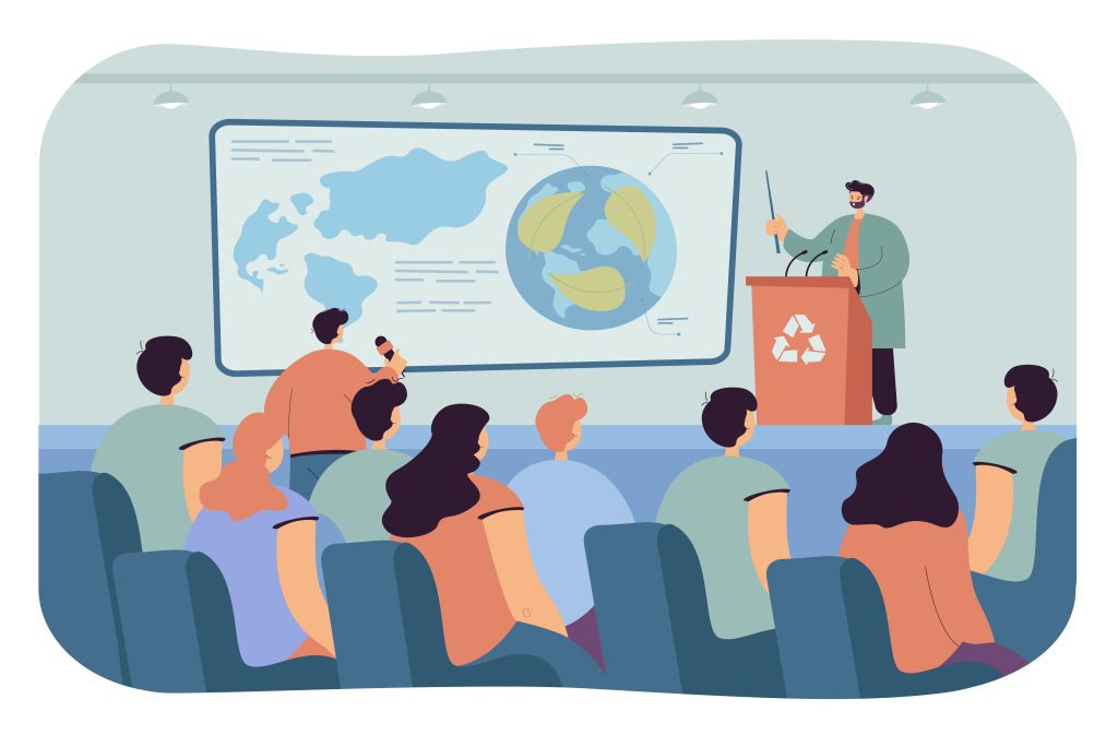 Ecologist giving presentation at conference